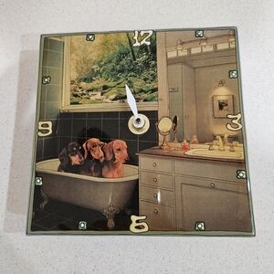 Dachshunds in bathtub clock